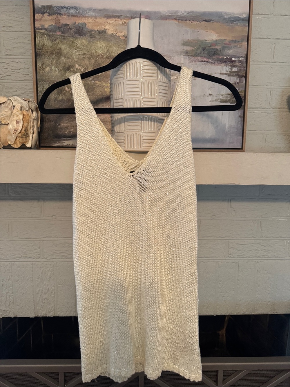 Ralph Lauren Cream Knit V-Neck Tank Top - Picture 4 of 11